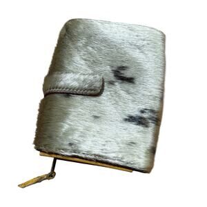 Isola wallet made in Japan soft leather interior bifold calf hair fur exterior